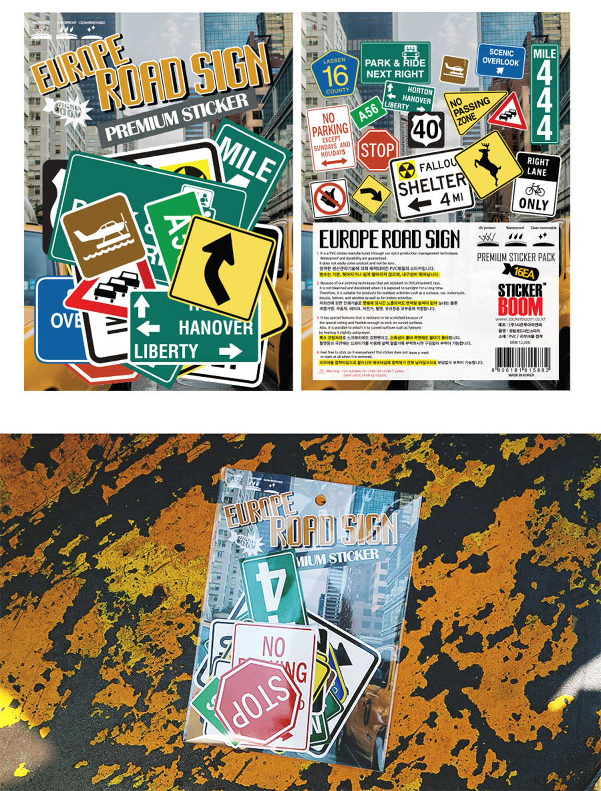 [Lucky Planet] Waterproof/ UV protect Luggage rimowa trip Stickers 16PCS - Road sign - Luckyplanetusa