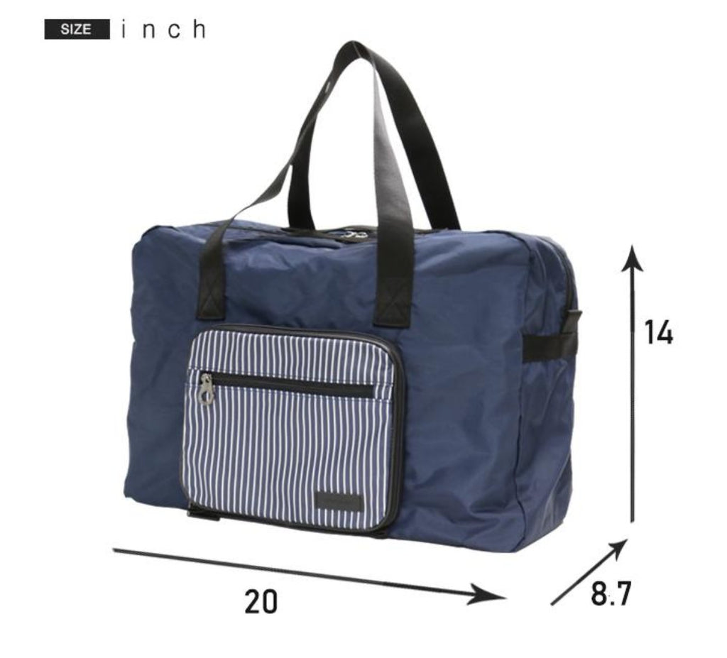 [Lucky Planet] Stripe Foldable Boston Travel  Duffel Bag - Luckyplanetusa
