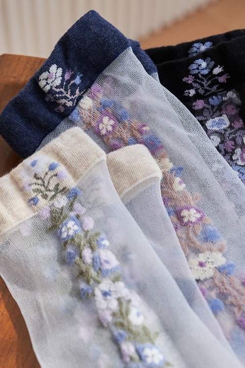 Vintage Flower Sheer Socks