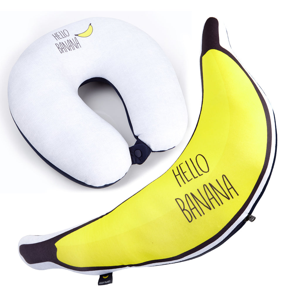 LUCKY PLANET 2 in 1 Travel Neck Pillow Cushion -BANANA Transform to Neck Cushion/Luggage Holding - Luckyplanetusa