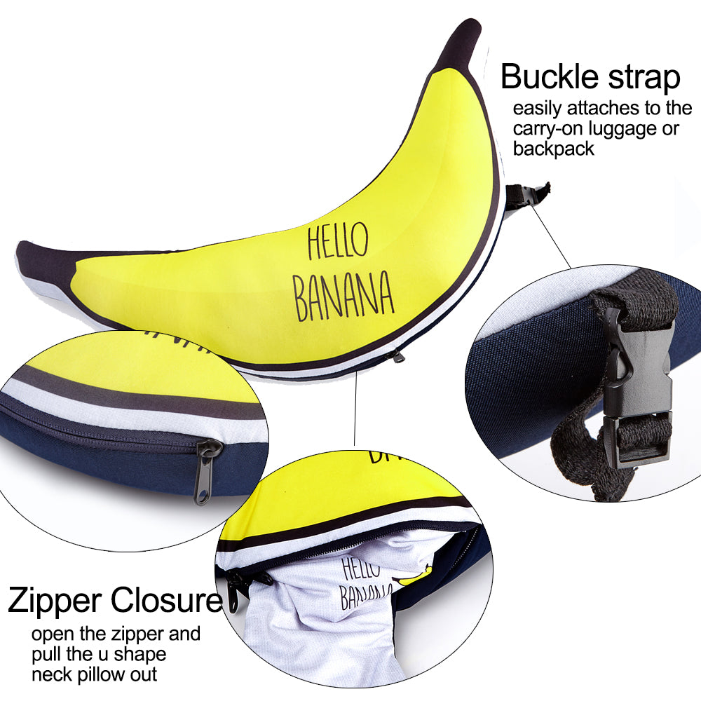 LUCKY PLANET 2 in 1 Travel Neck Pillow Cushion -BANANA Transform to Neck Cushion/Luggage Holding - Luckyplanetusa