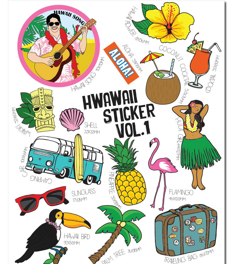 [LUCKY PLANET]premium deco/ luggage stickers set-HAWAII - Luckyplanetusa