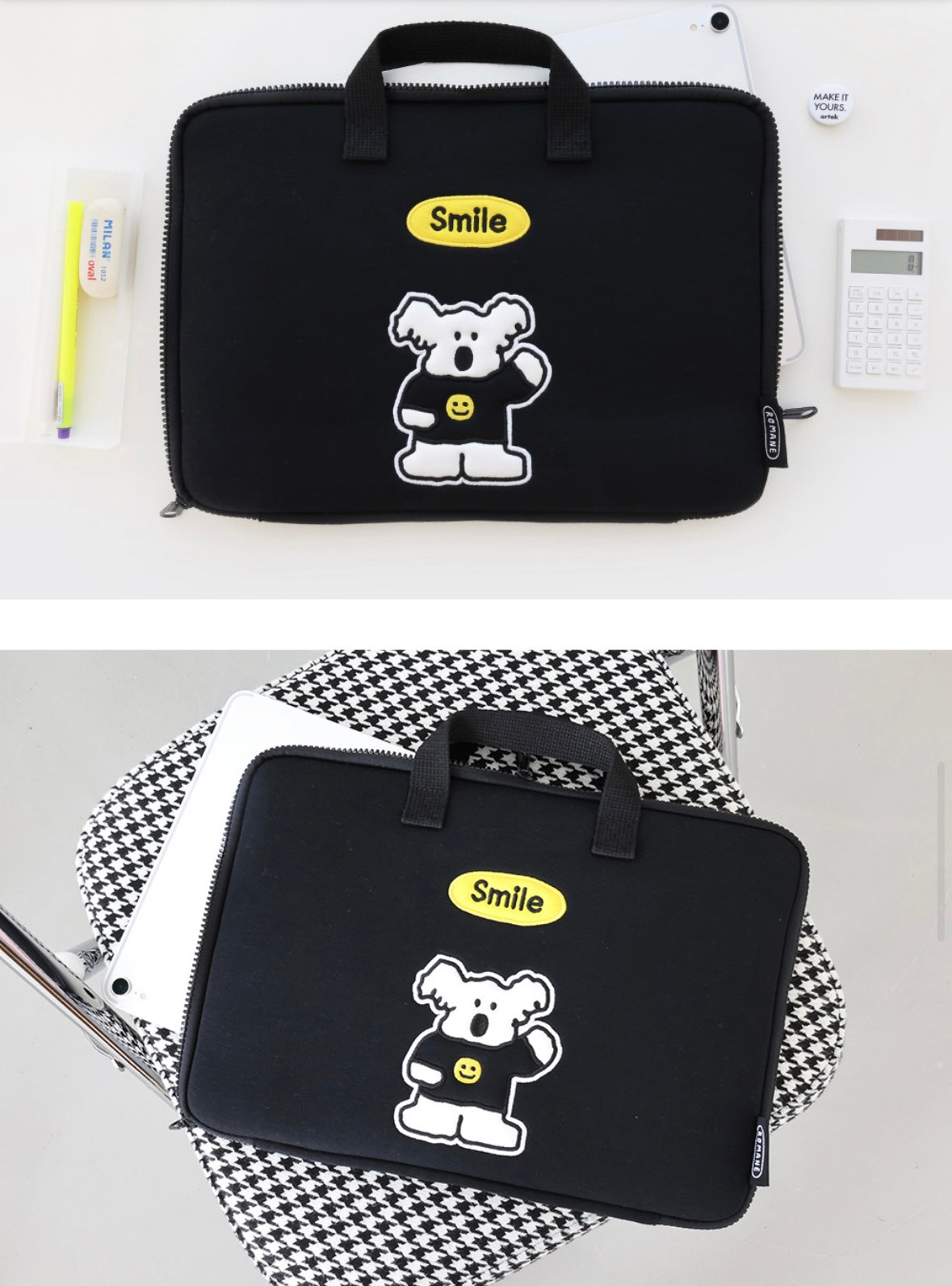 Romane 13” wide laptop pouch with handle