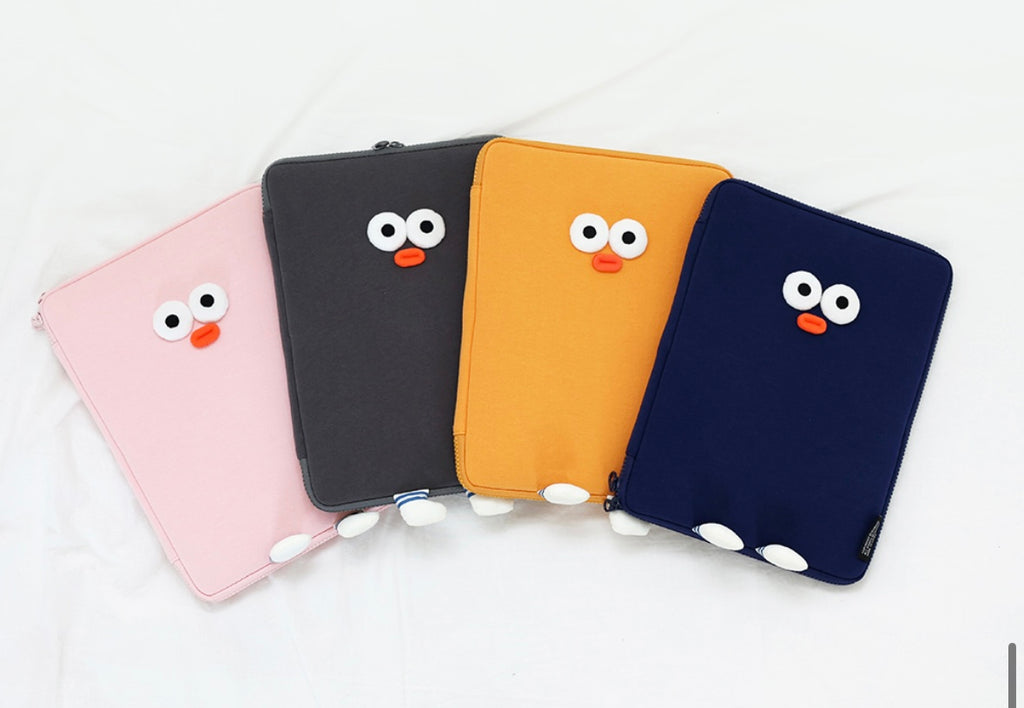 Fuzzy googly eyes pompom 11” iPad pouch - Luckyplanetusa
