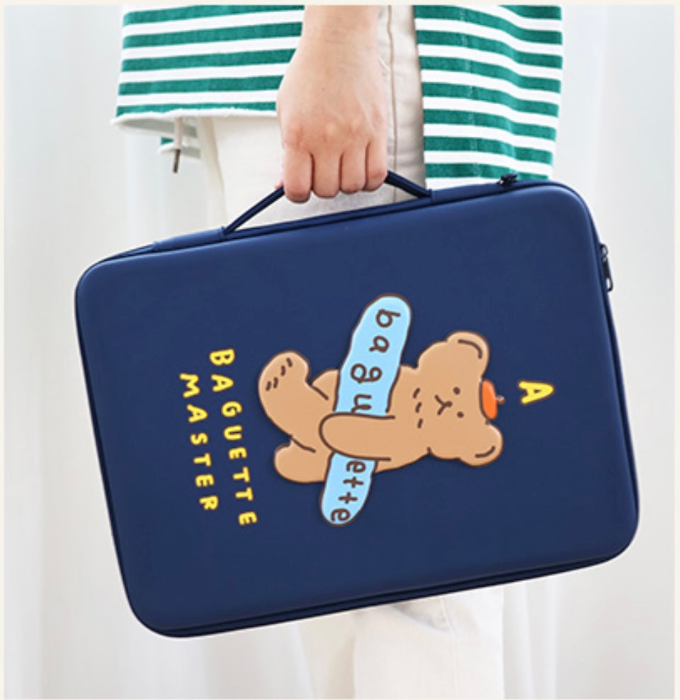 Baguette Bear Eva hard case with handle 13” laptop pouch - Luckyplanetusa