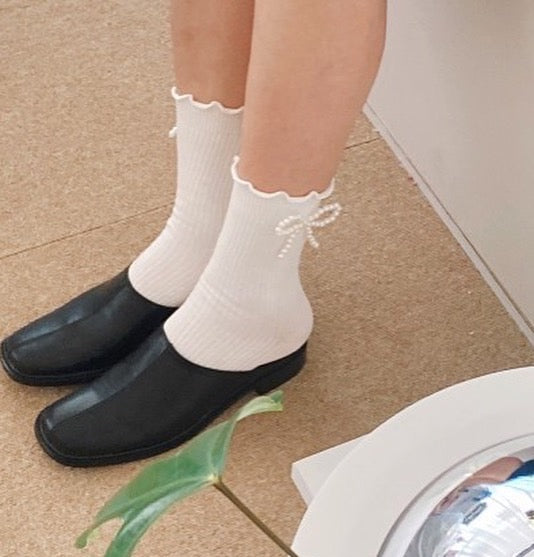 Pearl Ribbon Socks - Luckyplanetusa