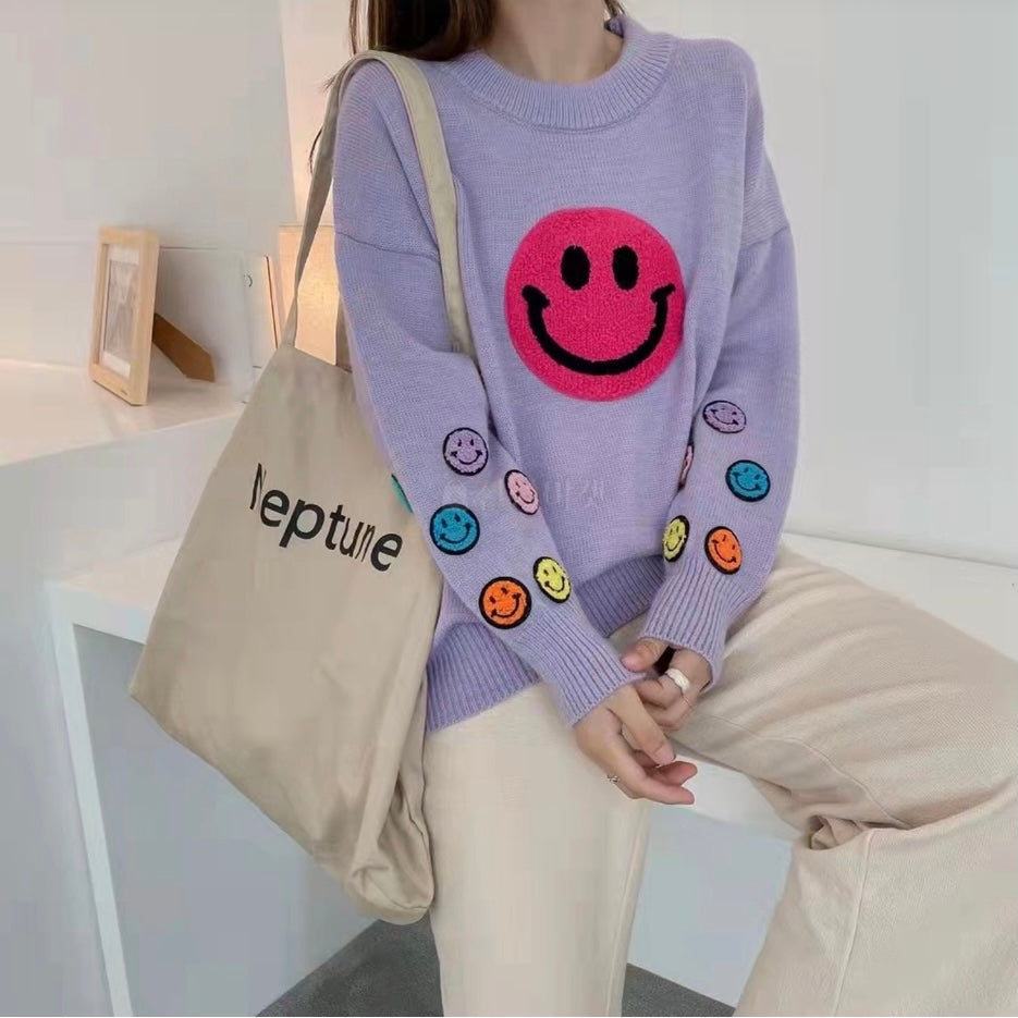 Smile bean sweater 3 color - Luckyplanetusa