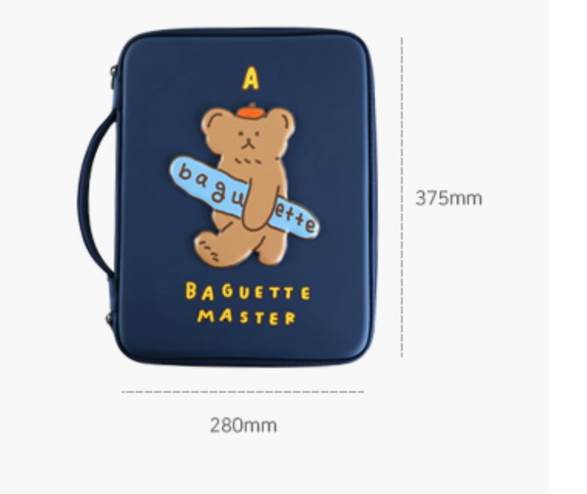 Baguette Bear Eva hard case with handle 13” laptop pouch - Luckyplanetusa