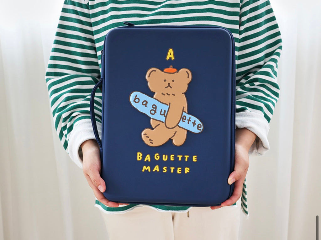 Baguette Bear Eva hard case with handle 13” laptop pouch - Luckyplanetusa