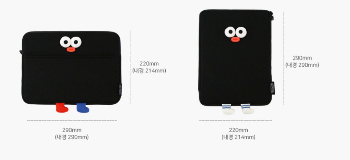 Fuzzy googly eyes pompom 11” iPad pouch - Luckyplanetusa