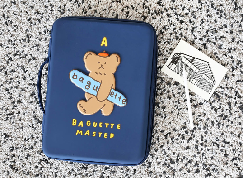 Baguette Bear Eva hard case with handle 13” laptop pouch - Luckyplanetusa