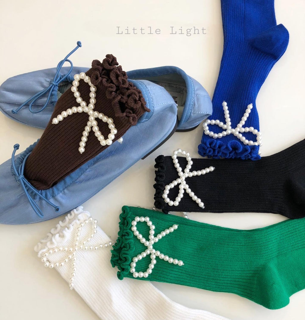 Pearl Ribbon Socks - Luckyplanetusa