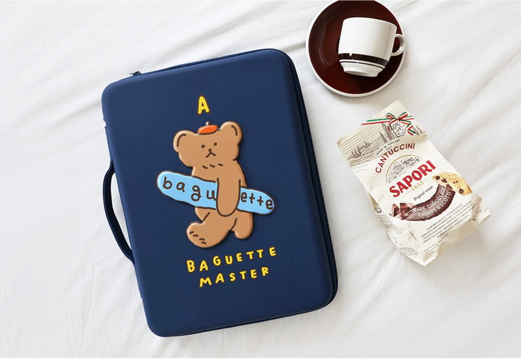 Baguette Bear Eva hard case with handle 13” laptop pouch - Luckyplanetusa