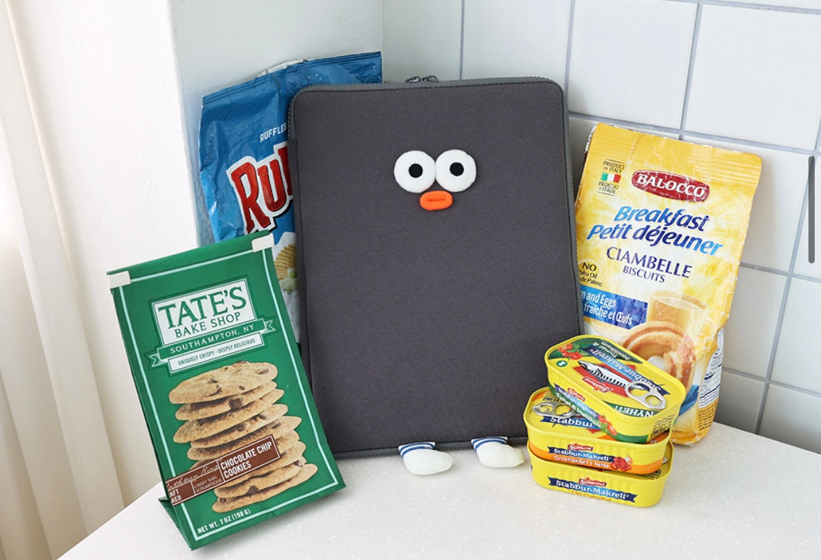 Fuzzy googly eyes pompom 11” iPad pouch - Luckyplanetusa