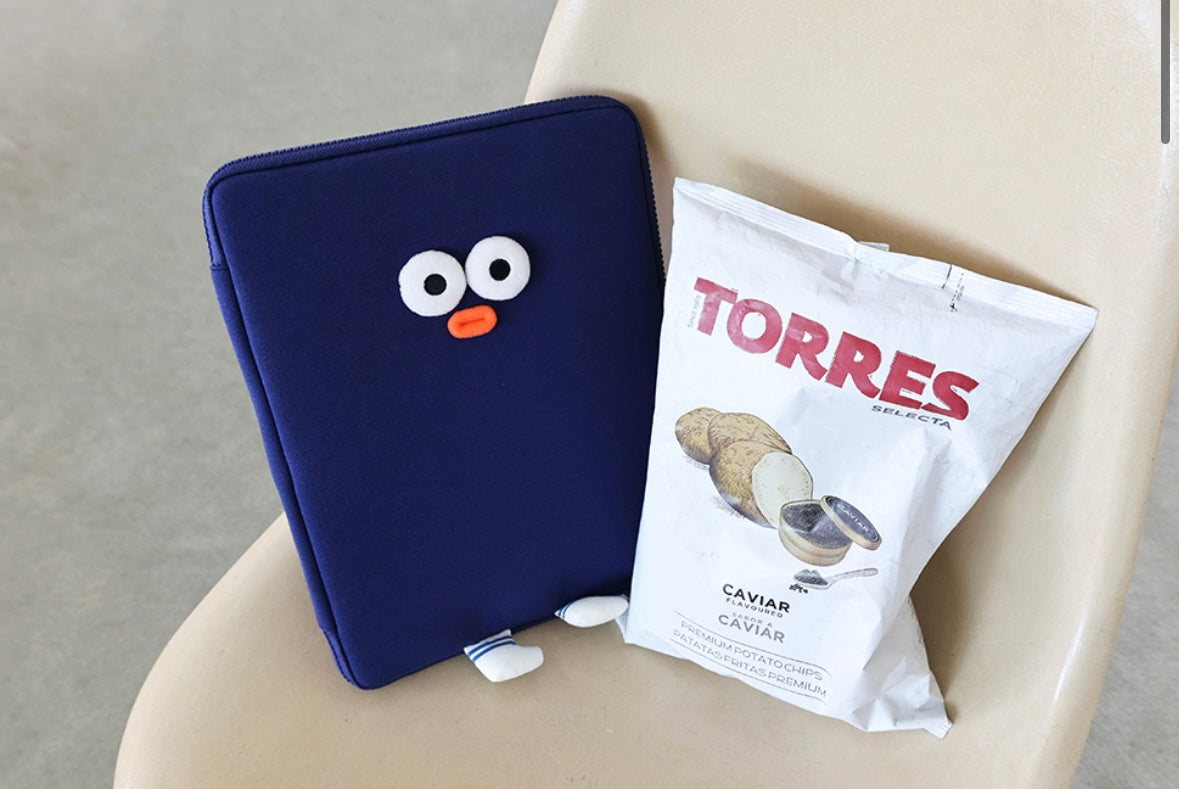 Fuzzy googly eyes pompom 11” iPad pouch - Luckyplanetusa