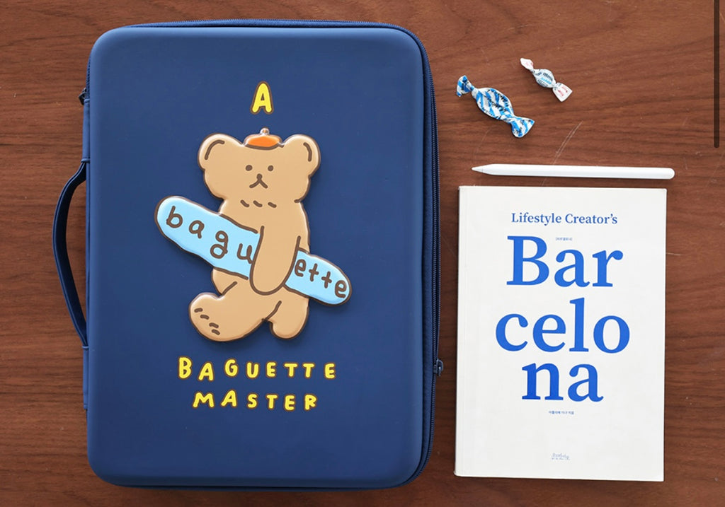 Baguette Bear Eva hard case with handle 13” laptop pouch - Luckyplanetusa