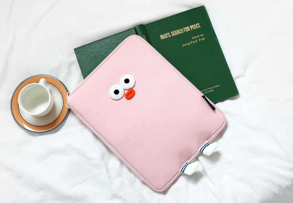 Fuzzy googly eyes pompom 11” iPad pouch - Luckyplanetusa