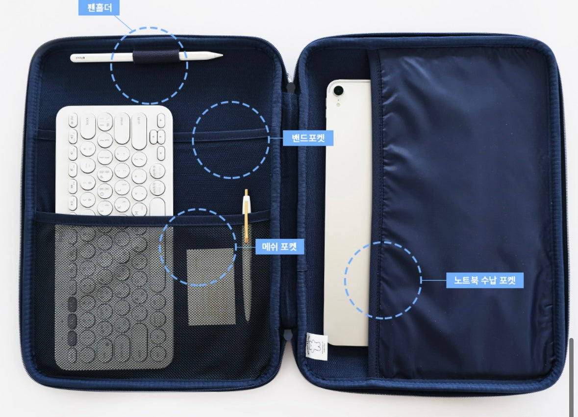 Baguette Bear Eva hard case with handle 13” laptop pouch