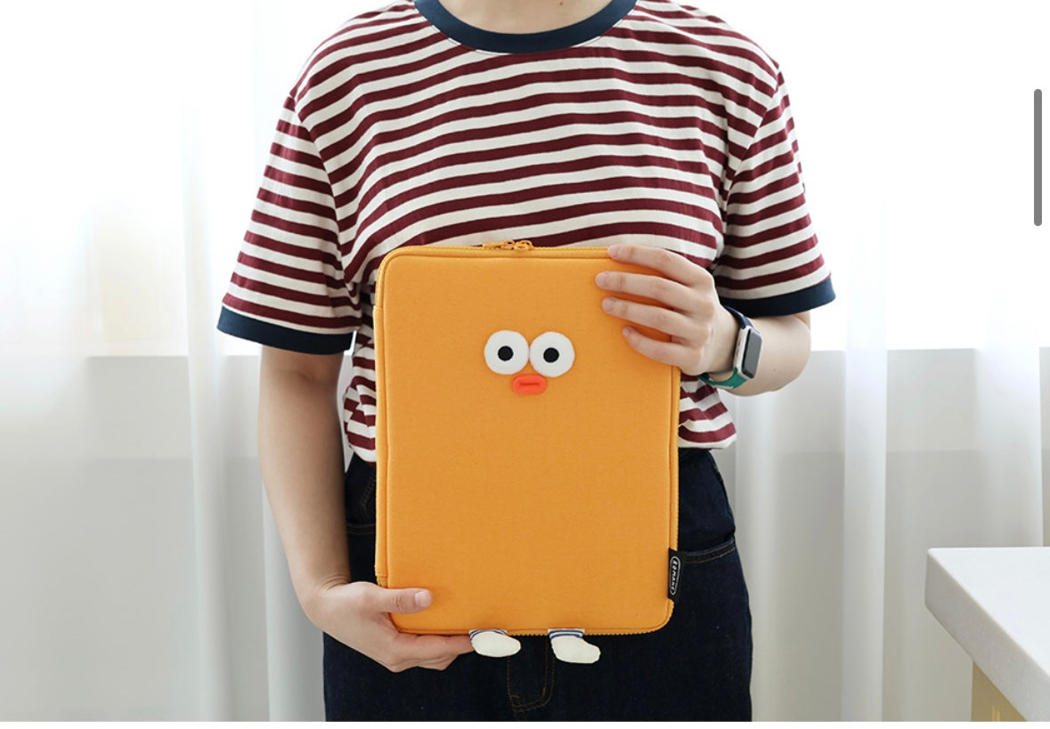 Fuzzy googly eyes pompom 11” iPad pouch - Luckyplanetusa