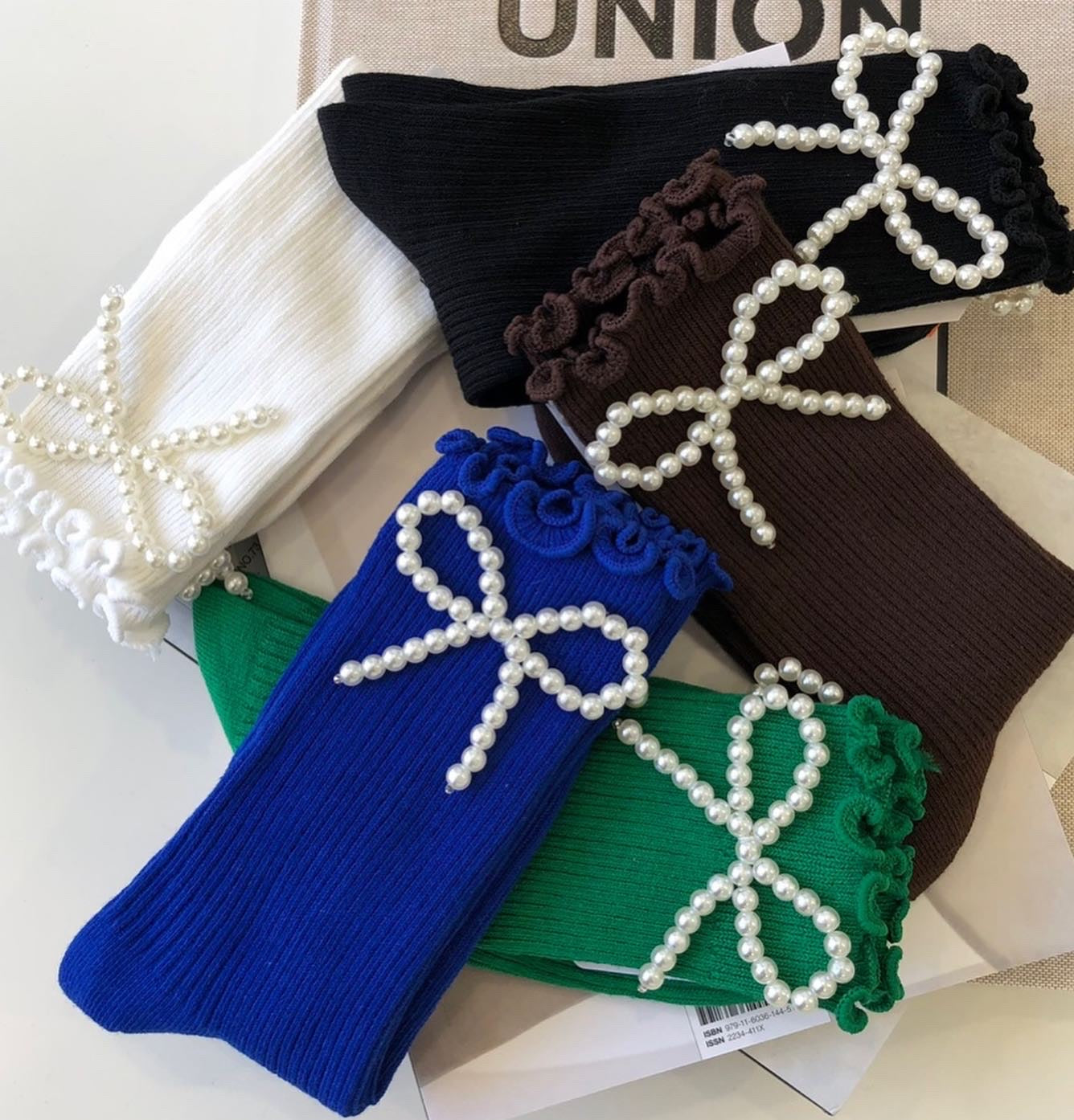 Pearl Ribbon Socks - Luckyplanetusa
