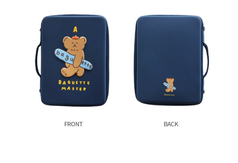 Baguette Bear Eva hard case with handle 13” laptop pouch - Luckyplanetusa