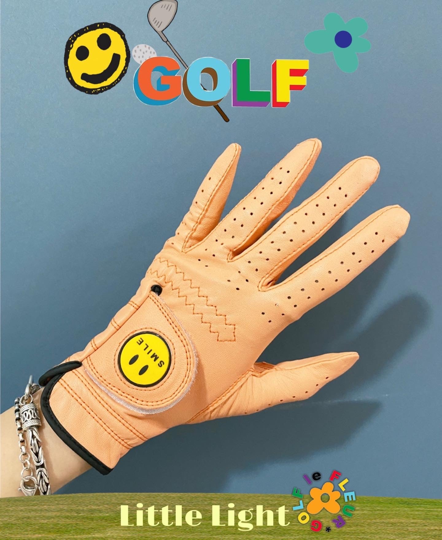 Smile patches Lamb leather golf left gloves