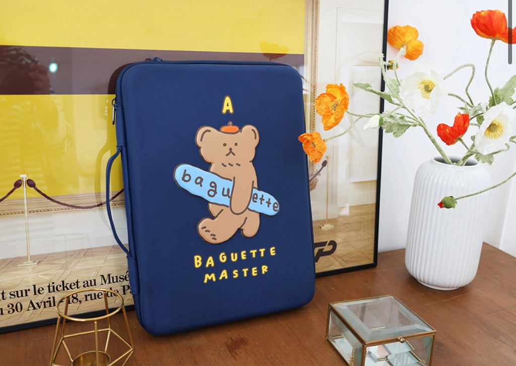 Baguette Bear Eva hard case with handle 13” laptop pouch - Luckyplanetusa