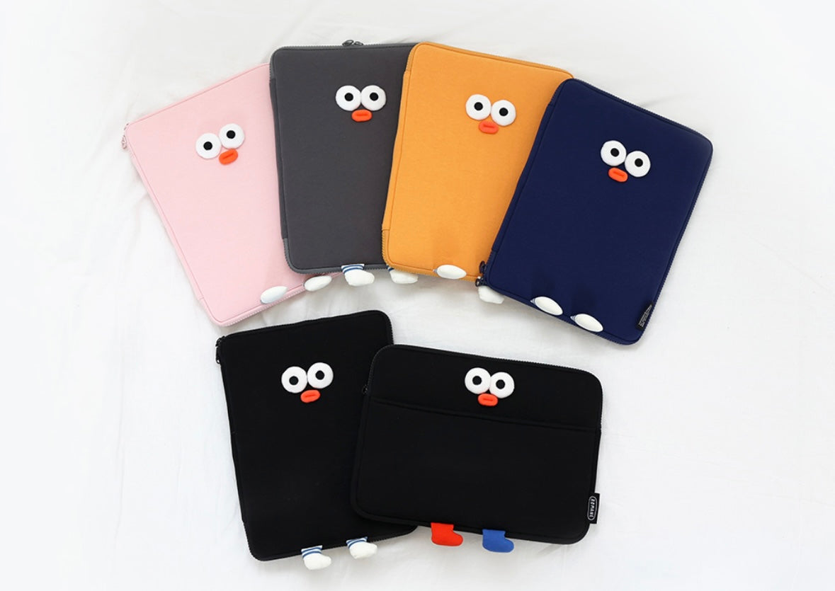 Fuzzy googly eyes pompom 11” iPad pouch - Luckyplanetusa
