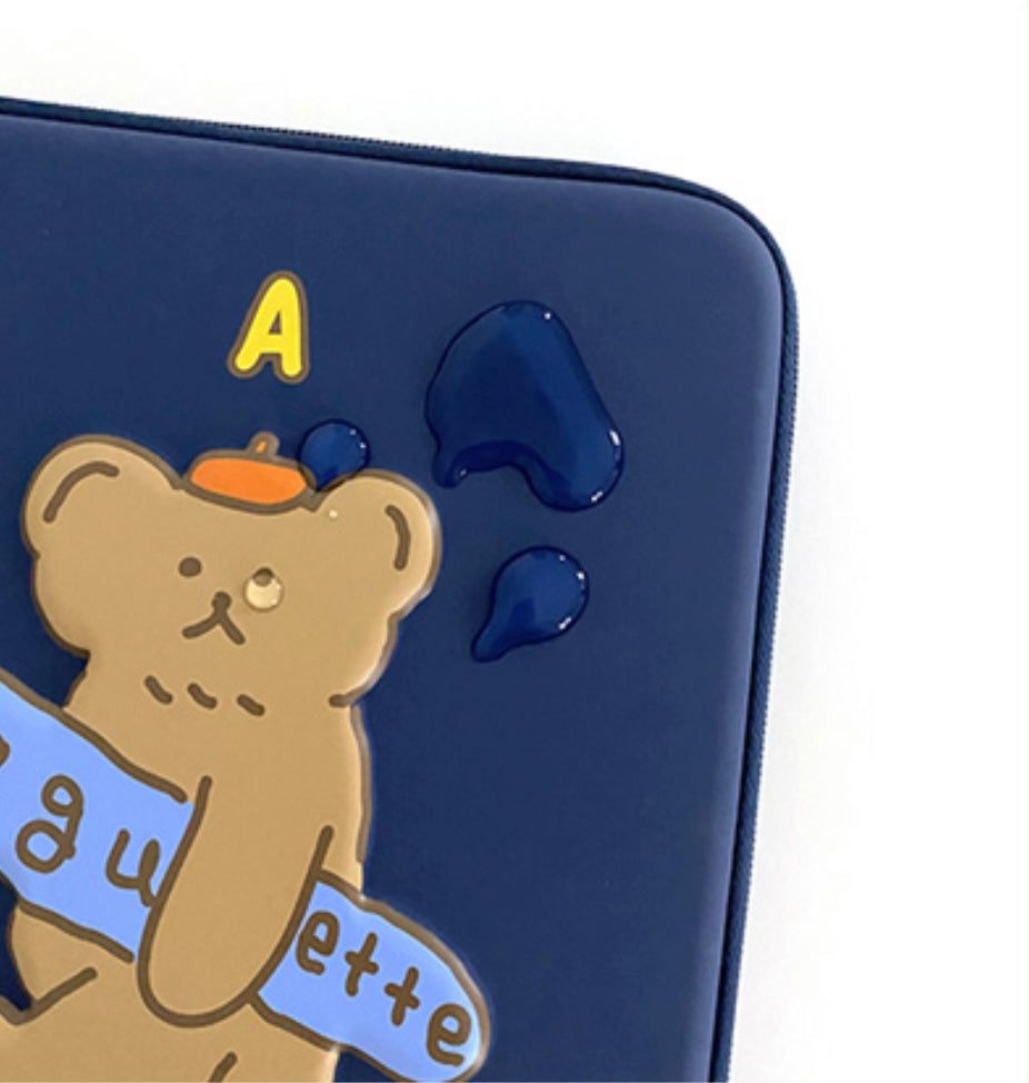 Baguette Bear Eva hard case with handle 13” laptop pouch - Luckyplanetusa