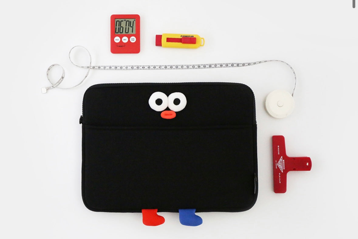 Fuzzy googly eyes pompom 11” iPad pouch - Luckyplanetusa