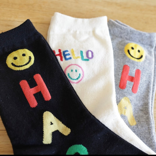 Happy Happy Smile Socks 3color pack - Luckyplanetusa