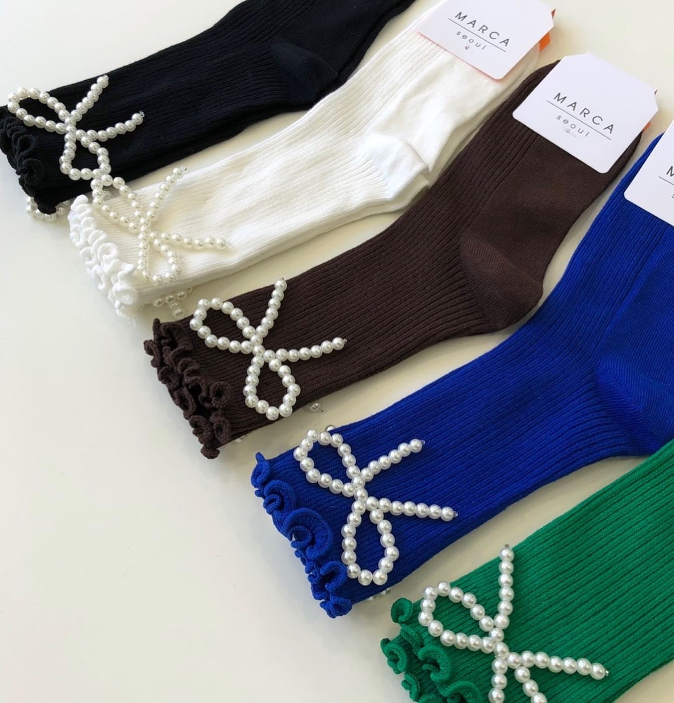 Pearl Ribbon Socks - Luckyplanetusa