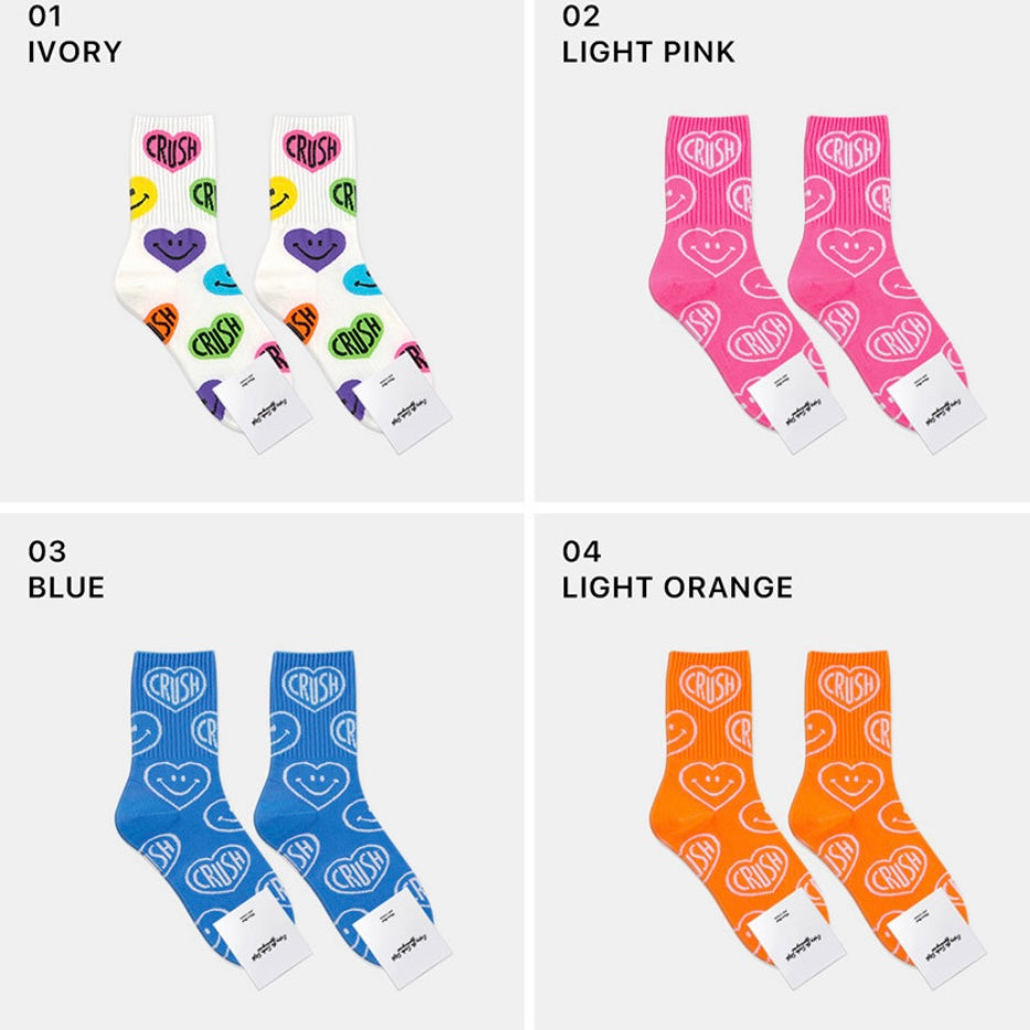 Neon Crush Smile Pattern Socks - Luckyplanetusa