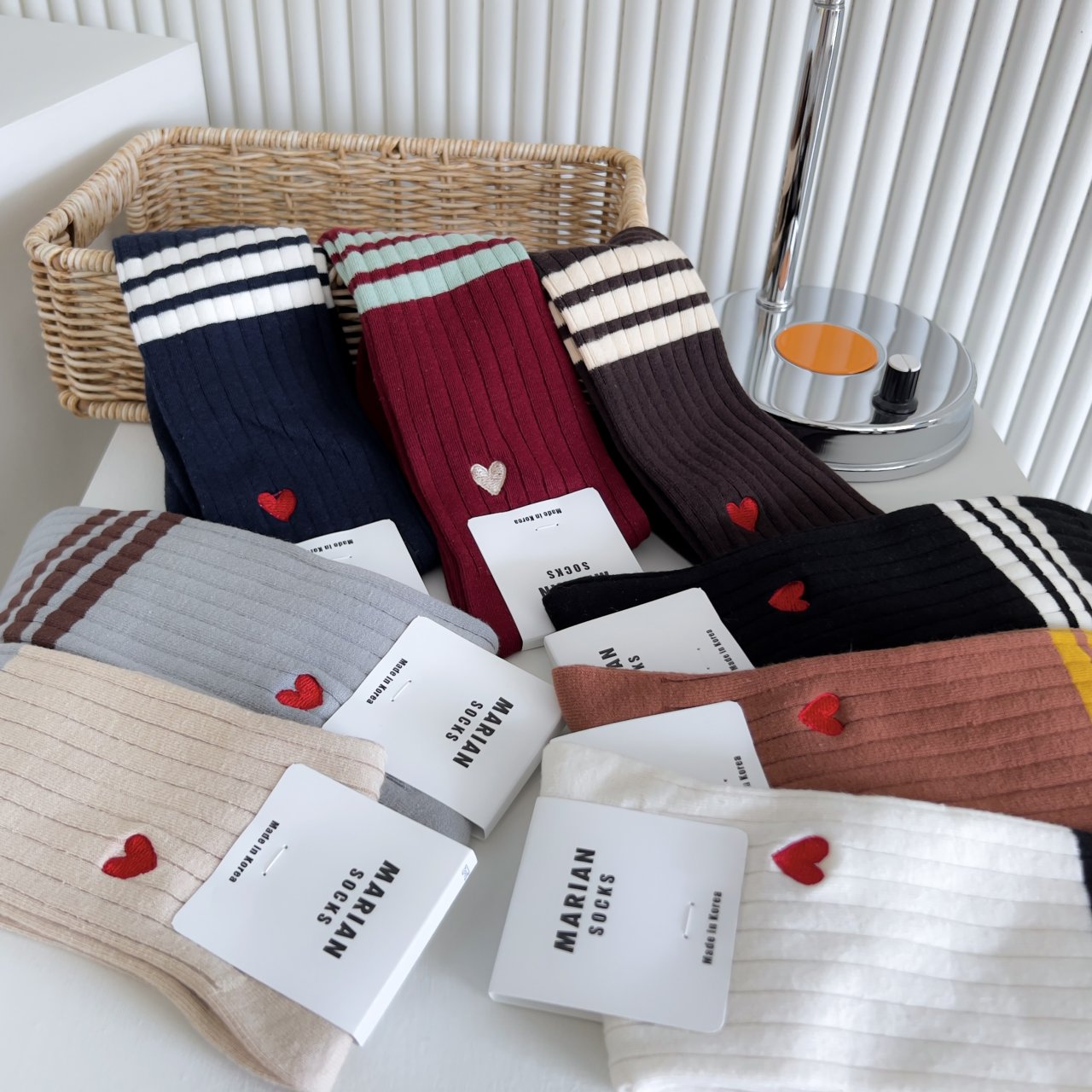 Heart Daily Cotton Middle Socks- Leggings Socks, 2 Line workout Socks, Premium Quality Cotton Soft Socks - MidCalf Socks , sports Crew Socks
