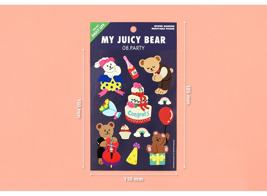 Juicy Bear 9PCS sticker set - Luckyplanetusa