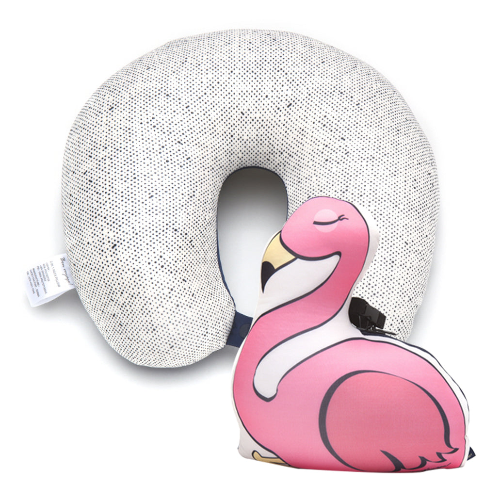 [Lucky Planet] Bon Voyage 2 in1 Travel Head Rest Neck Pillow - Flamingo - Luckyplanetusa