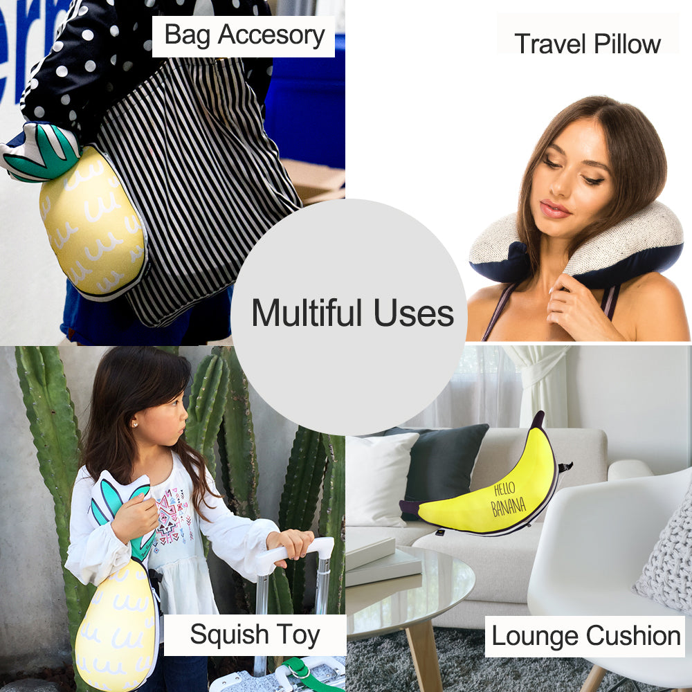 LUCKY PLANET 2 in 1 Travel Neck Pillow Cushion -BANANA Transform to Neck Cushion/Luggage Holding - Luckyplanetusa