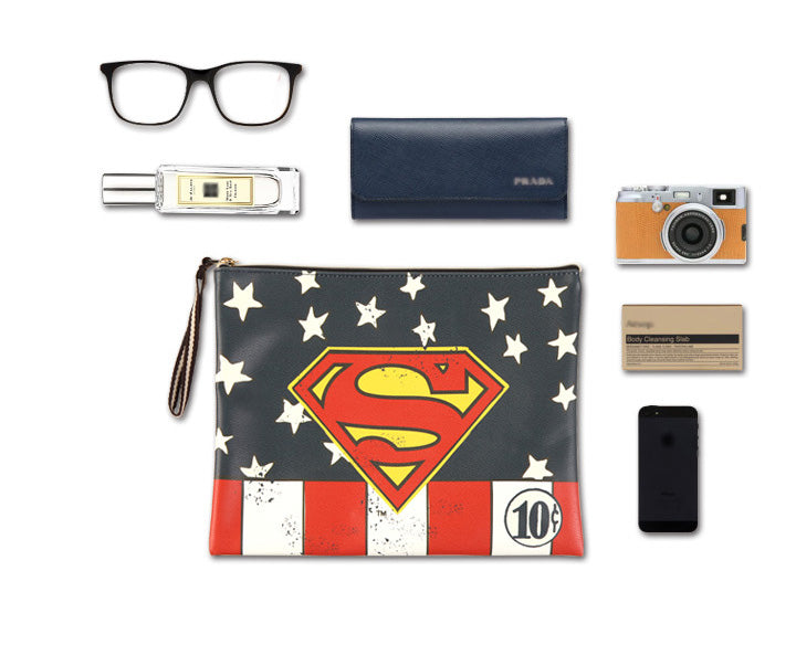 Superman DC Liscenced multi Clutch / cellphone pouch / clutch with handle / daily bag /makeup pouch-water resistant - Luckyplanetusa