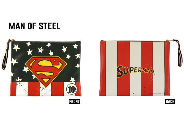 Superman DC Liscenced multi Clutch / cellphone pouch / clutch with handle / daily bag /makeup pouch-water resistant - Luckyplanetusa